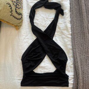 Women's Black wrap crop-top small